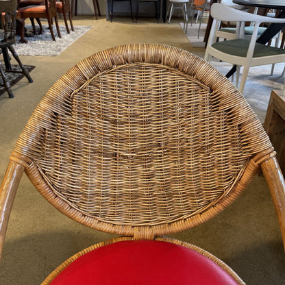 Glossy Woven Vintage Hong Kong Chair Set with Red Seats SET OF 2 U ACCENT CHAIRS