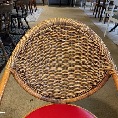 Glossy Woven Vintage Hong Kong Chair Set with Red Seats SET OF 2 U ACCENT CHAIRS