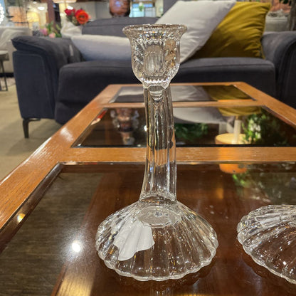 Clear Glass Shell Candlestick Set of 2 SMALLS
