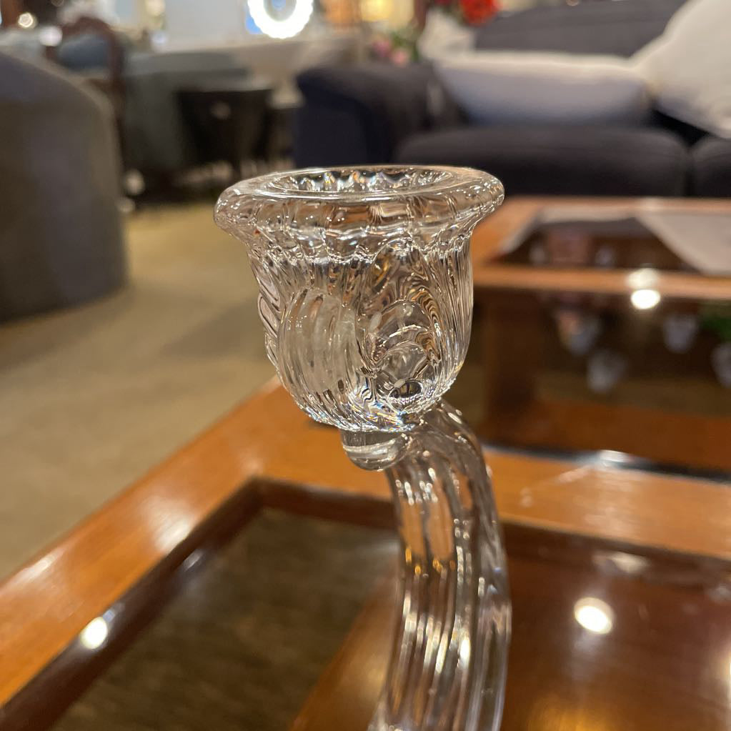 Clear Glass Shell Candlestick Set of 2 SMALLS