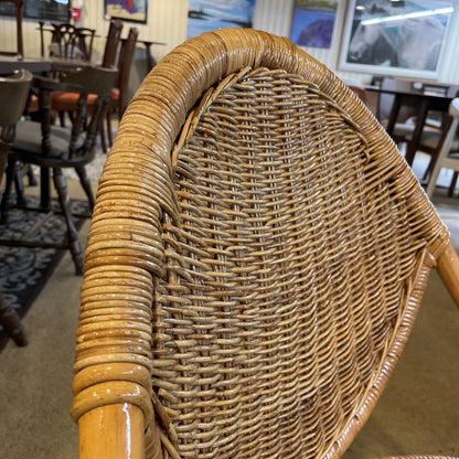 Glossy Woven Vintage Hong Kong Chair with Black Seat