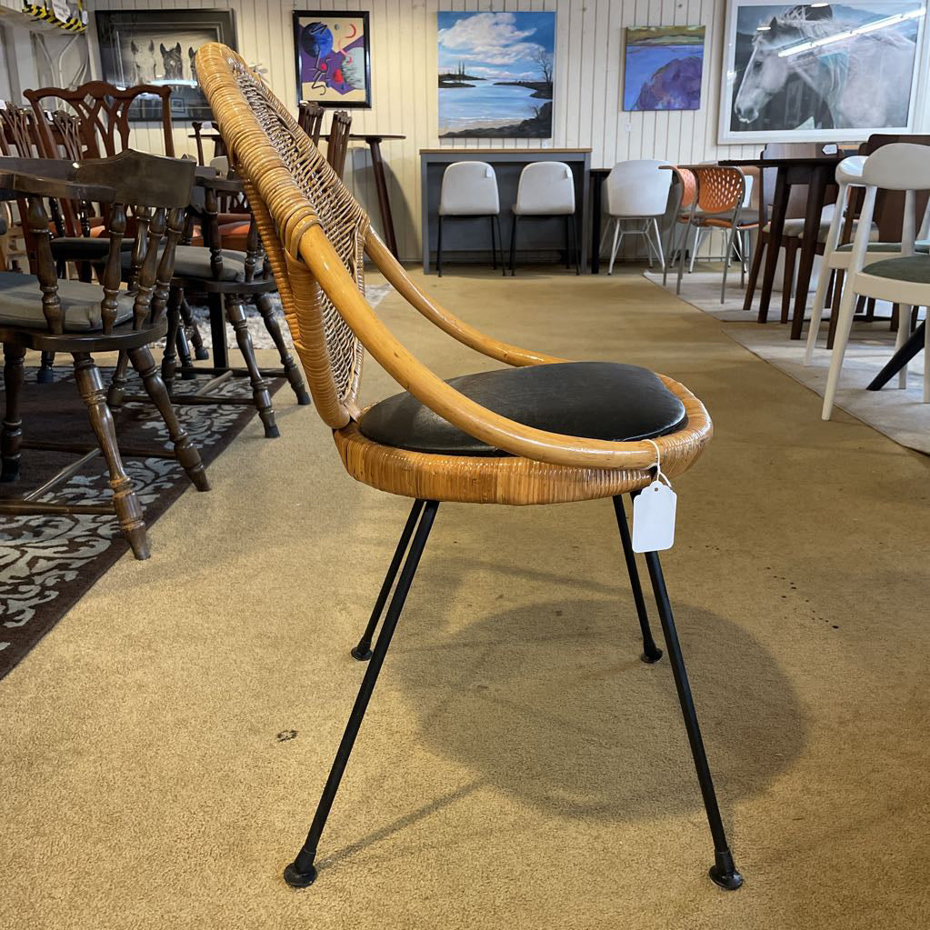 Glossy Woven Vintage Hong Kong Chair with Black Seat U ACCENT CHAIRS