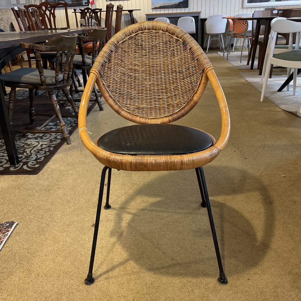 Glossy Woven Vintage Hong Kong Black Seat Chair AS IS U ACCENT CHAIRS