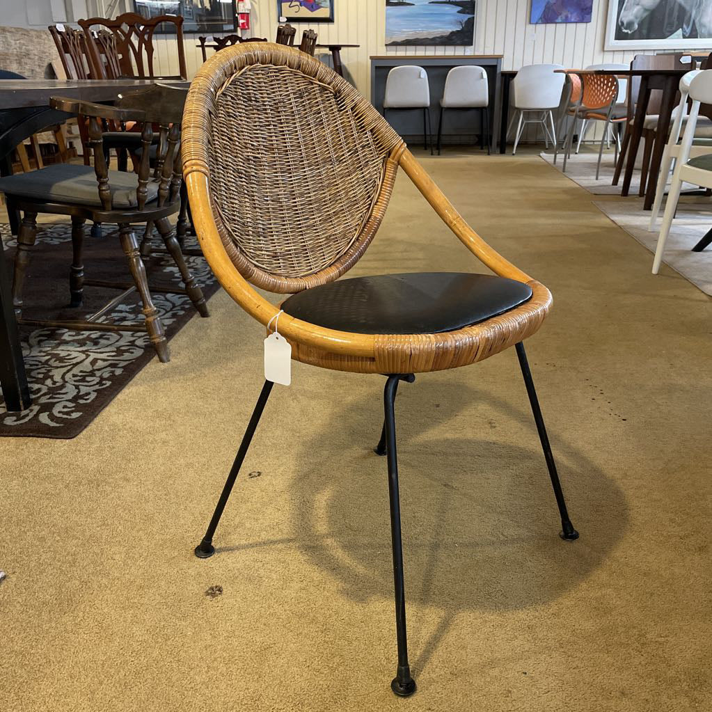 Glossy Woven Vintage Hong Kong Black Seat Chair AS IS U ACCENT CHAIRS