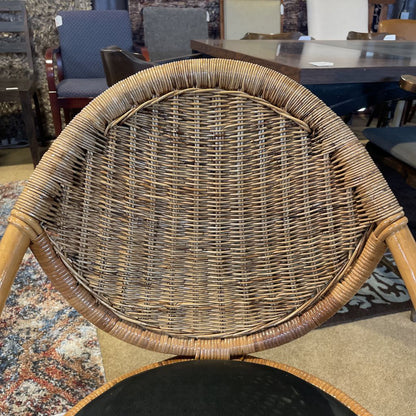Glossy Woven Vintage Hong Kong Black Seat Chair AS IS U ACCENT CHAIRS