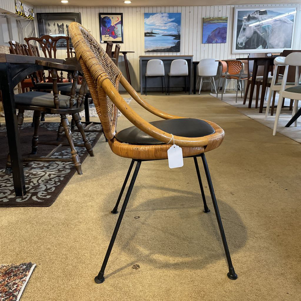 Glossy Woven Vintage Hong Kong Black Seat Chair AS IS U ACCENT CHAIRS