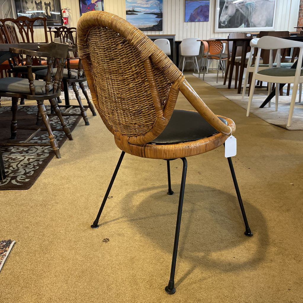 Glossy Woven Vintage Hong Kong Black Seat Chair AS IS U ACCENT CHAIRS