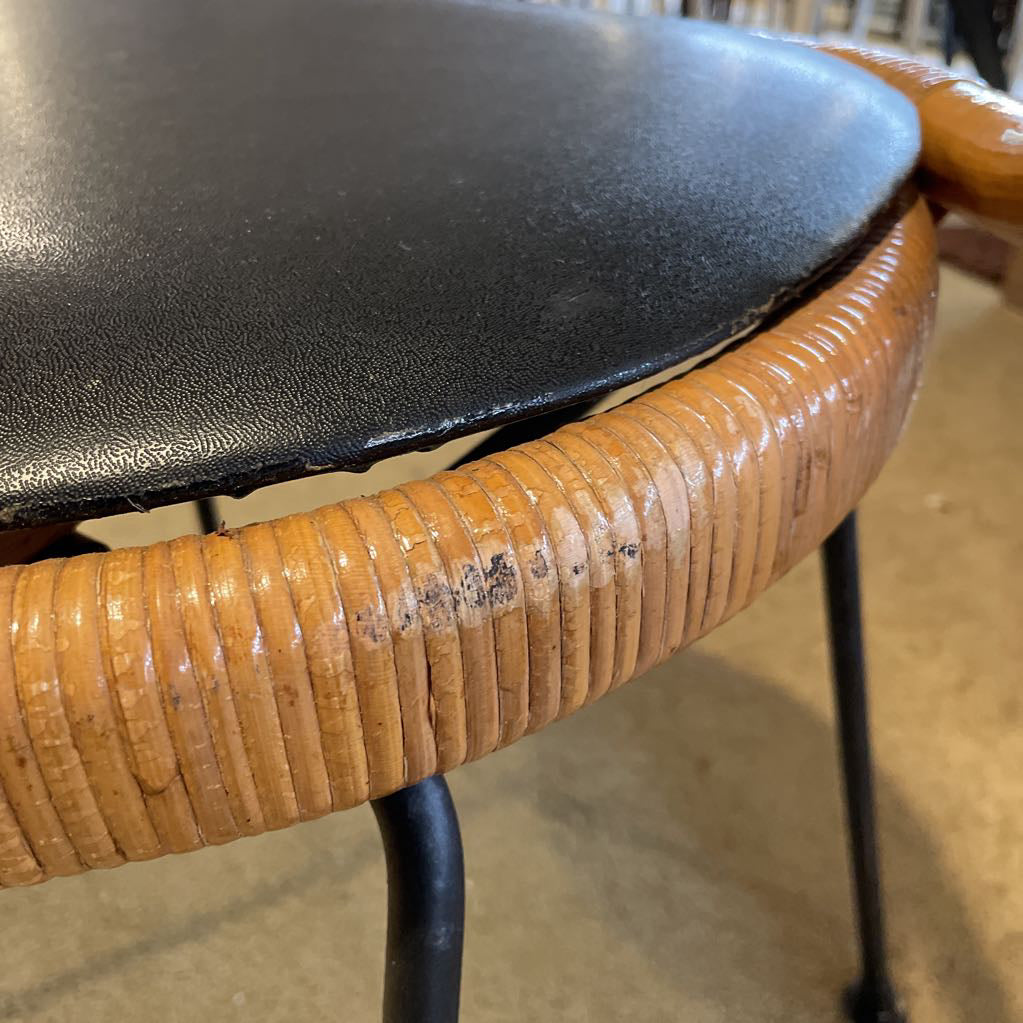 Glossy Woven Vintage Hong Kong Black Seat Chair AS IS U ACCENT CHAIRS