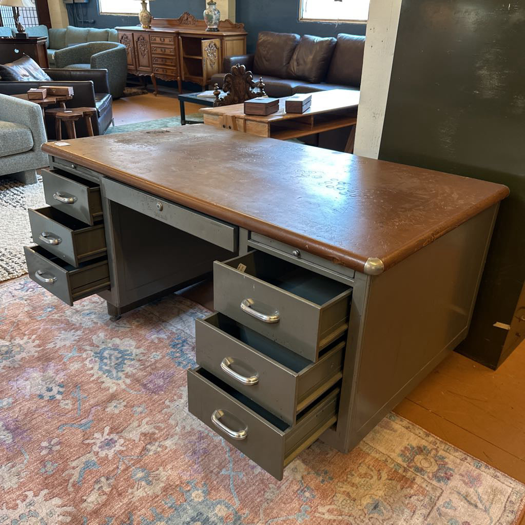 Shaw Walker Vintage 6 Drawer Desk (AS IS)