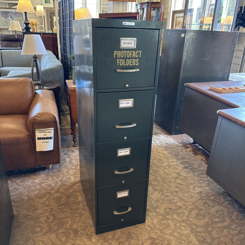 Vintage Green Metal 4 drawer File Cabinet UNCATEGORIZED