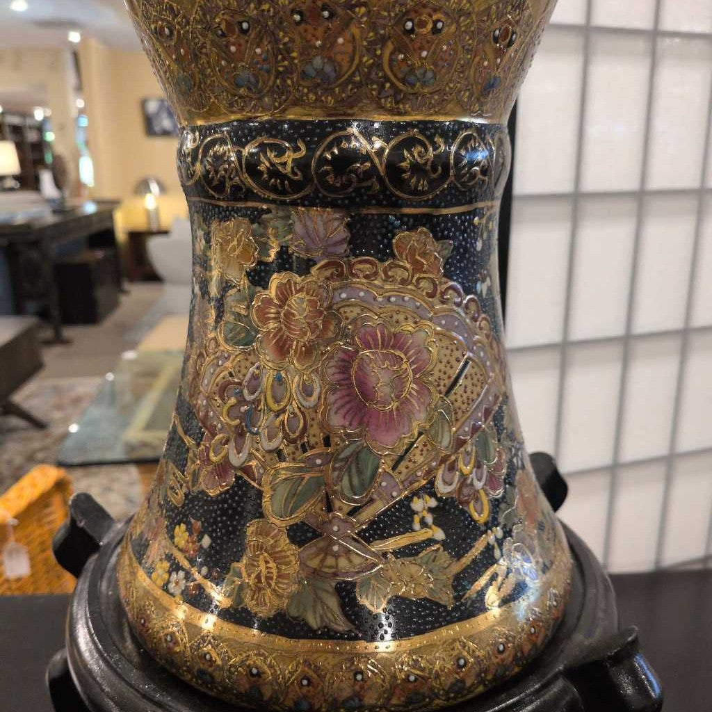 Vintage Japanese Style Gold Urn Style Vase w/ Base