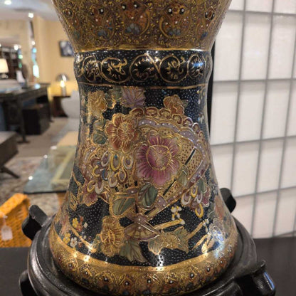 Vintage Japanese Style Gold Urn Style Vase w/ Base