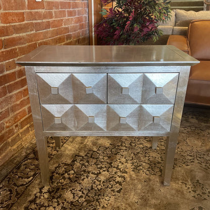 Silver Leaf 3 Drawer Entry Table
