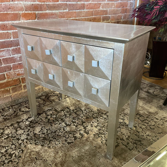 Silver Leaf 3 Drawer Entry Table C CONSOLE TABLES