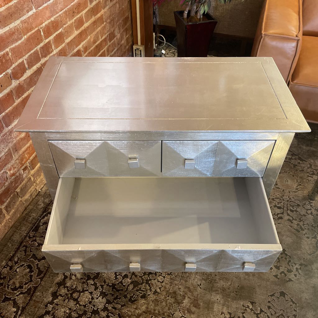 Silver Leaf 3 Drawer Entry Table