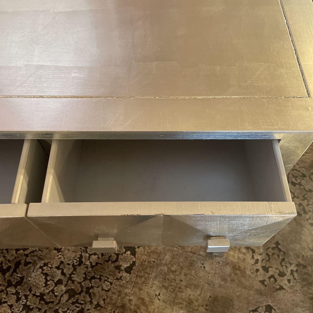 Silver Leaf 3 Drawer Entry Table