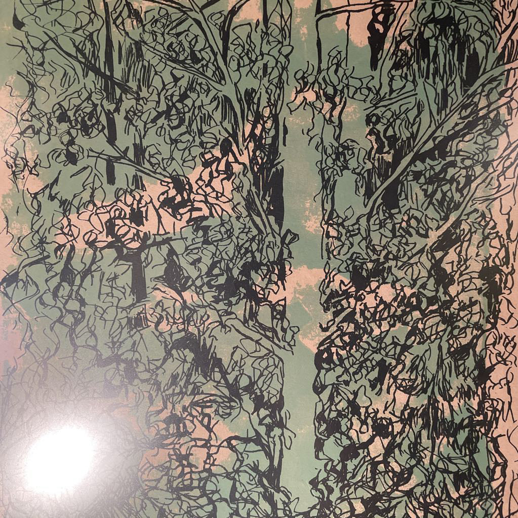 Vintage Green Overlay Trees in Forest Art in Wood Frame