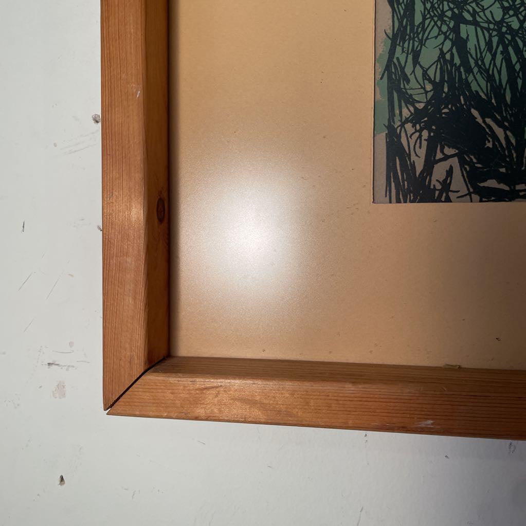 Vintage Green Overlay Trees in Forest Art in Wood Frame