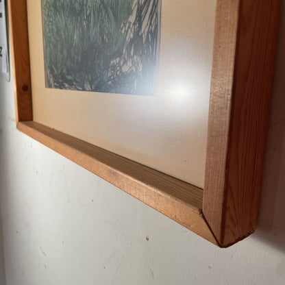 Vintage Green Overlay Trees in Forest Art in Wood Frame