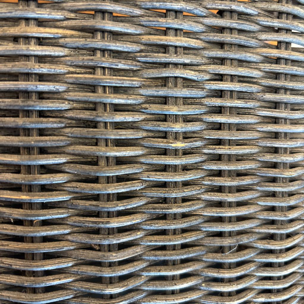 Dusty Blue-Grey Woven Basket w/Wood Handles