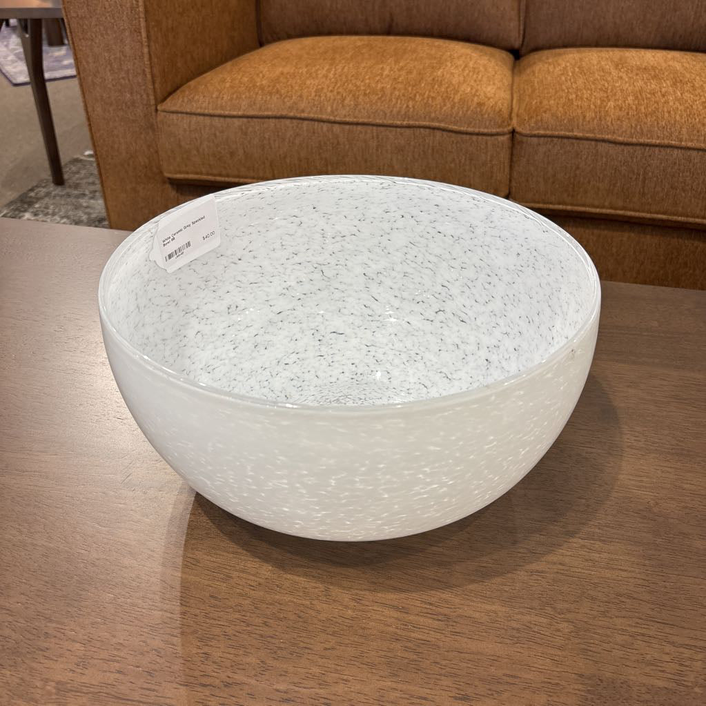 White Ceramic Grey Speckled Bowl
