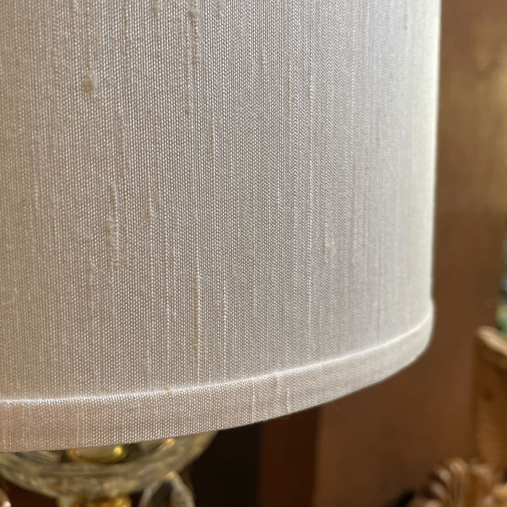 Glass Globe w/ Golden Base & Hanging Crystals Table Lamp