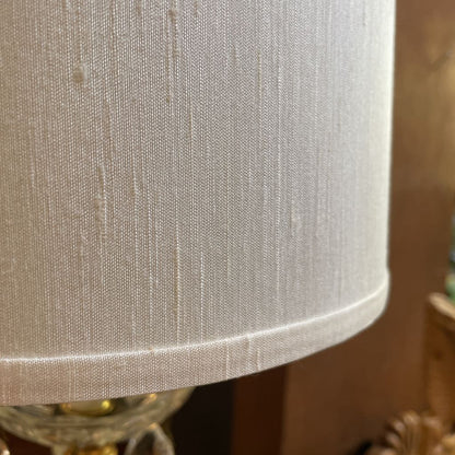 Glass Globe w/ Golden Base & Hanging Crystals Table Lamp