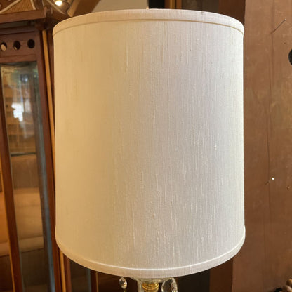 Glass Globe w/ Golden Base & Hanging Crystals Table Lamp