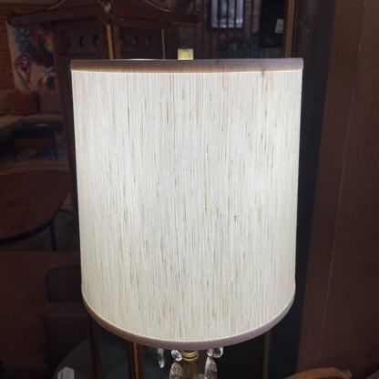 Glass Globe w/ Golden Base & Hanging Crystals Table Lamp