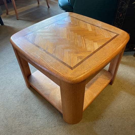 Oak Two Tier Square Inlay End Table