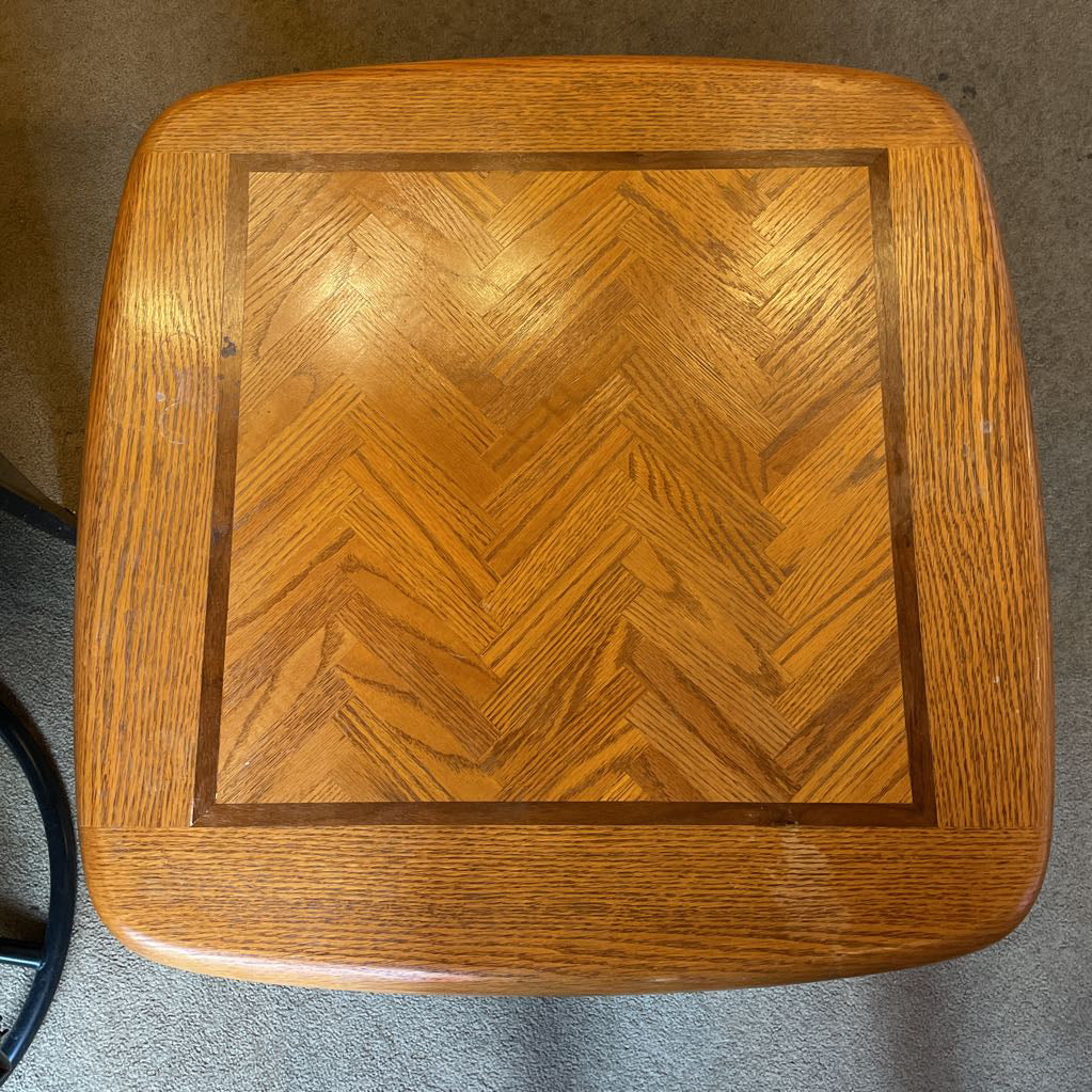 Oak Two Tier Square Inlay End Table