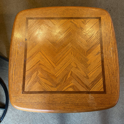 Oak Two Tier Square Inlay End Table