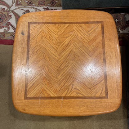 Oak Two Tier Square Inlay End Table