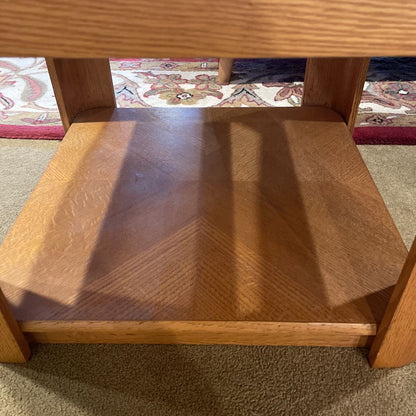Oak Two Tier Square Inlay End Table