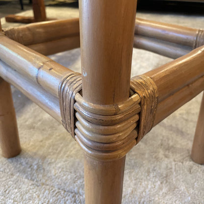 MC Japanese Bamboo Tiki Bar w/ Green Leather Stools
