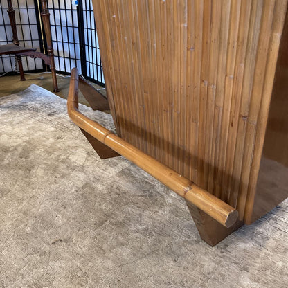 MC Japanese Bamboo Tiki Bar w/ Green Leather Stools