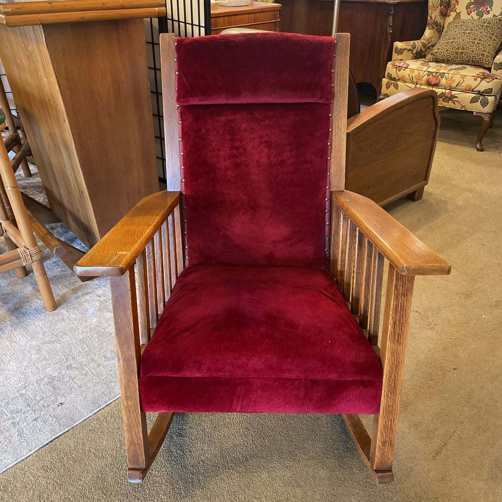Red Velvet/Moquette Rocking Chair