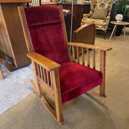 Red Velvet/Moquette Rocking Chair U ACCENT CHAIRS