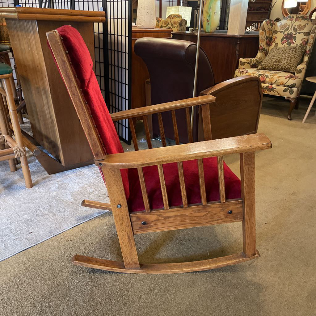 Red Velvet/Moquette Rocking Chair U ACCENT CHAIRS
