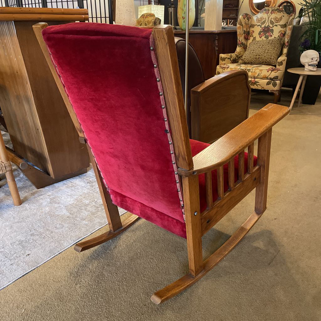 Red Velvet/Moquette Rocking Chair U ACCENT CHAIRS