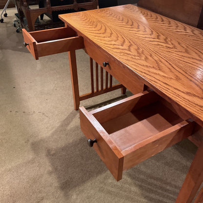 Oak Craftsman Style 3 Drawer Desk
