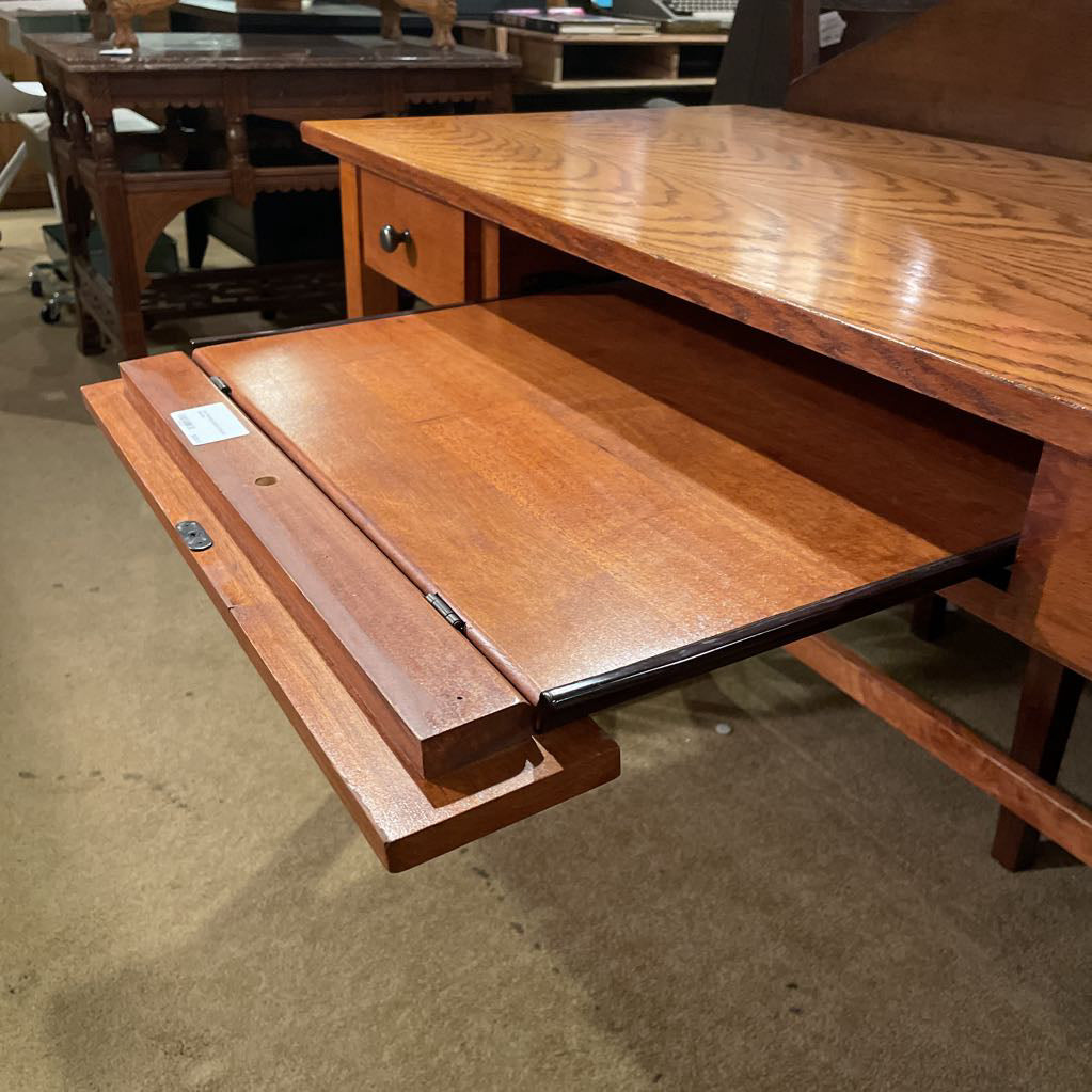 Oak Craftsman Style 3 Drawer Desk