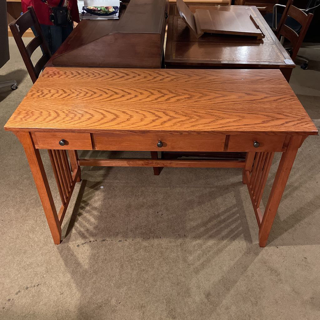 Oak Craftsman Style 3 Drawer Desk