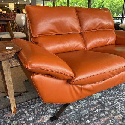 Dania Orange MCM Top Grain Leather Loveseat
