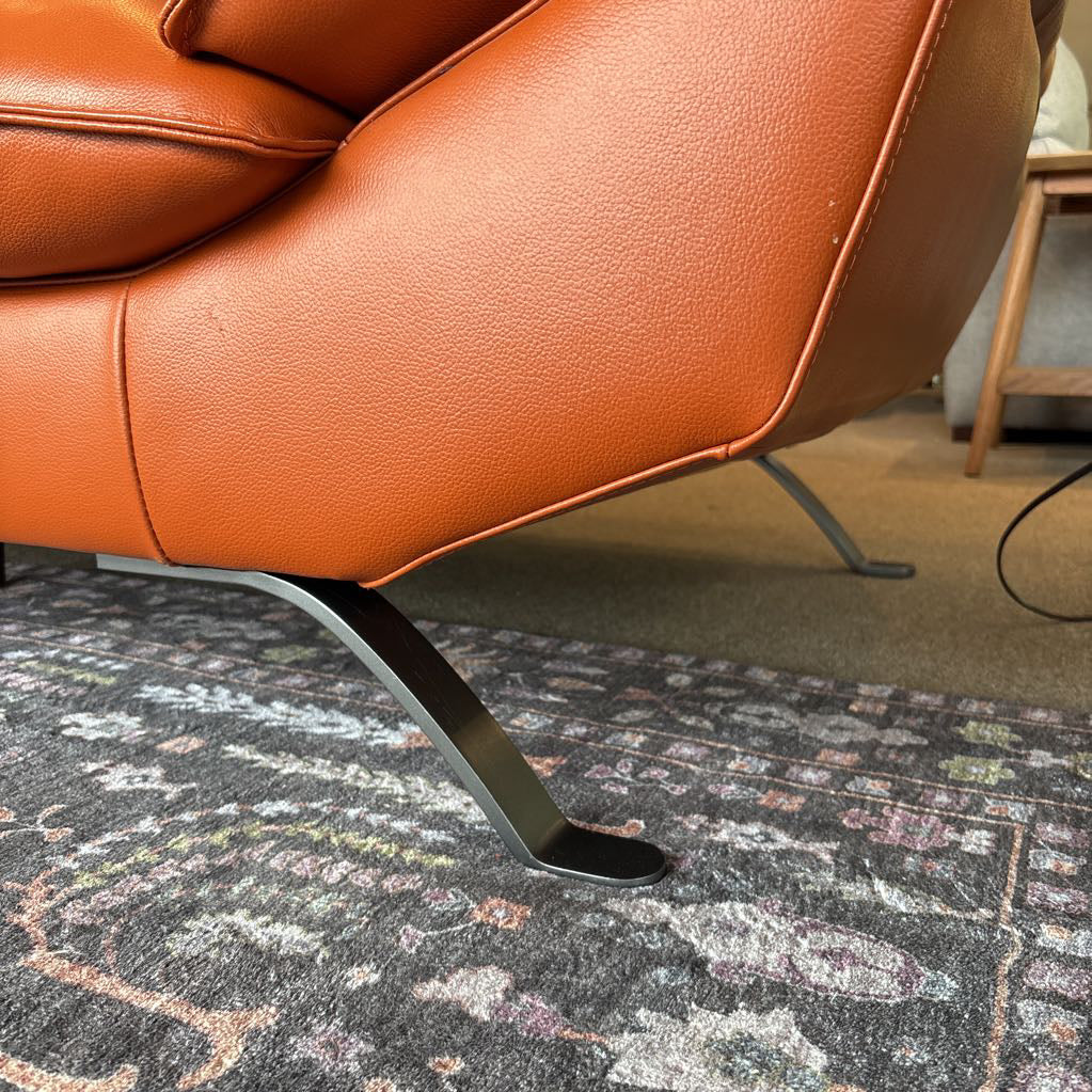 Dania Orange MCM Top Grain Leather Loveseat