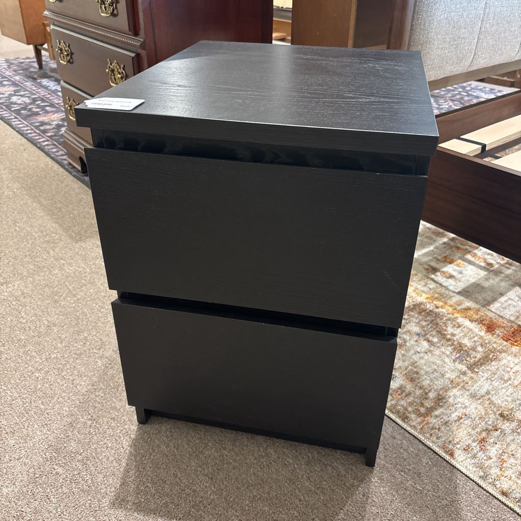 Black 2 Drawer Nightstand