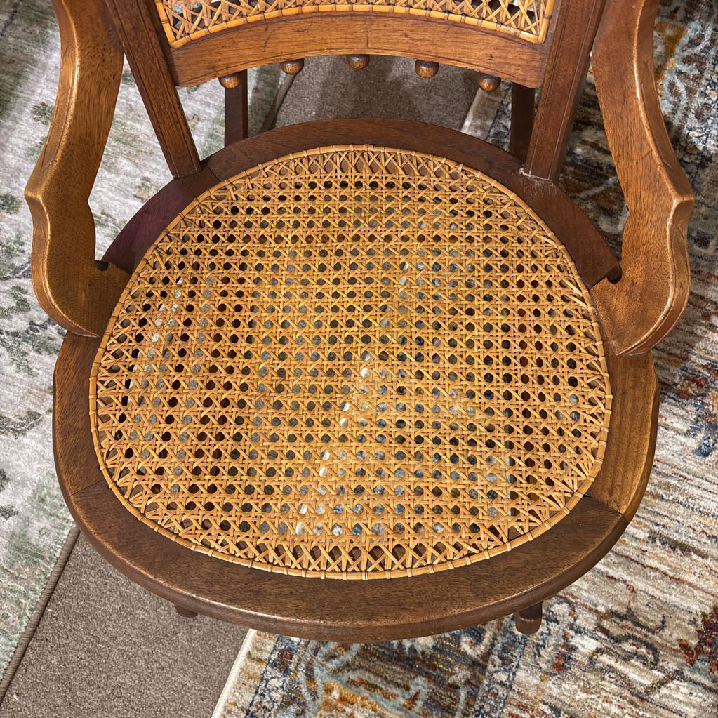 Antique Rattan & Wood Rocking Chair