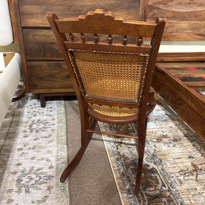 Antique Rattan & Wood Rocking Chair