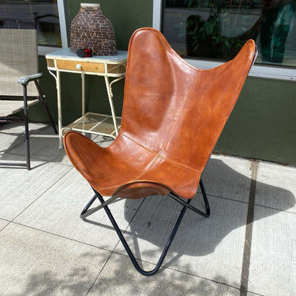 Brown Leather Butterfly Chair