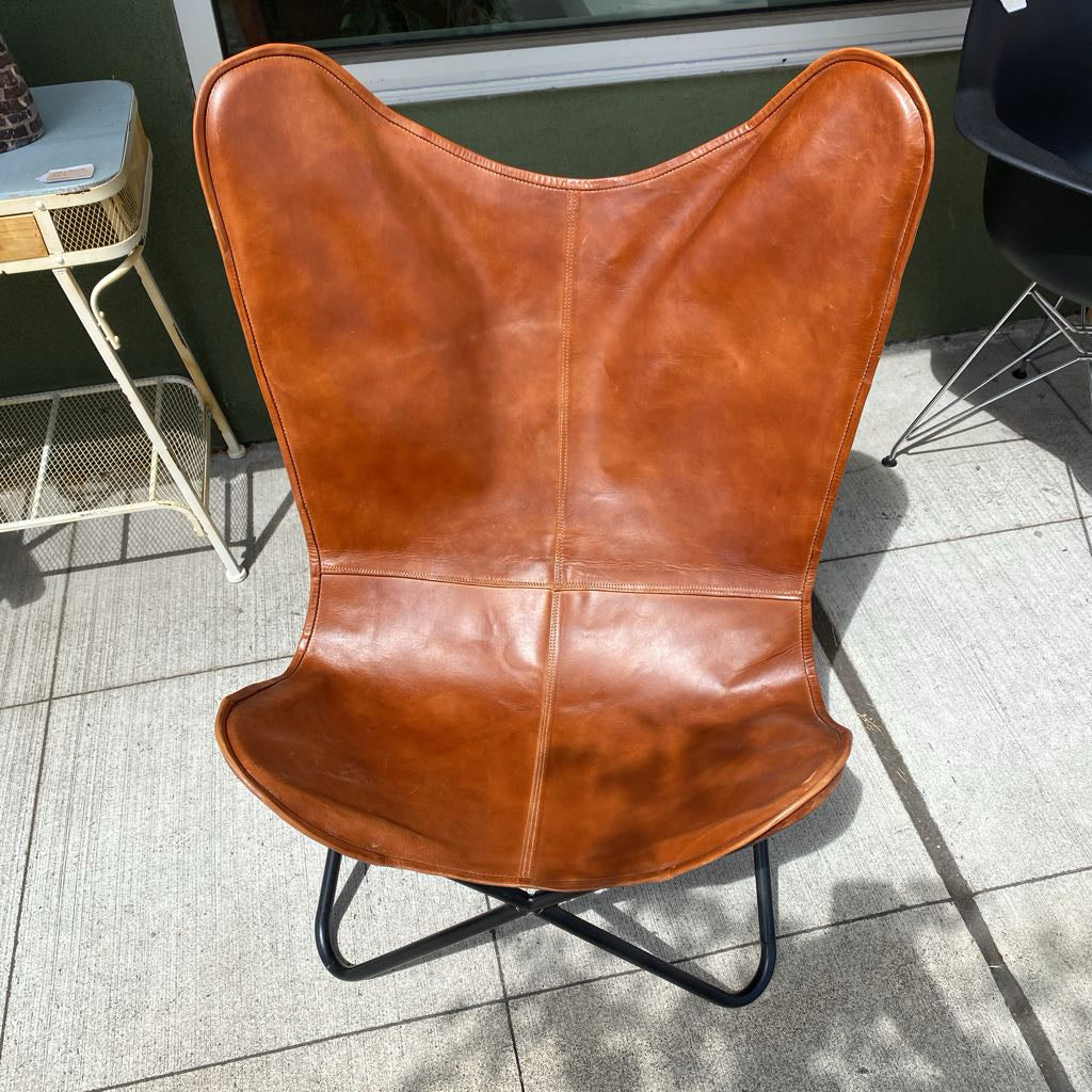 Brown Leather Butterfly Chair